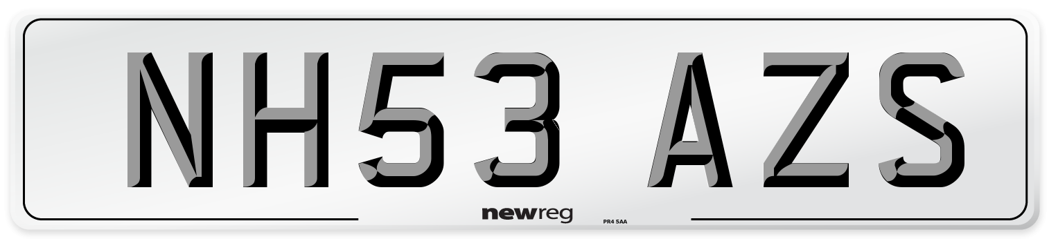 NH53 AZS Number Plate from New Reg